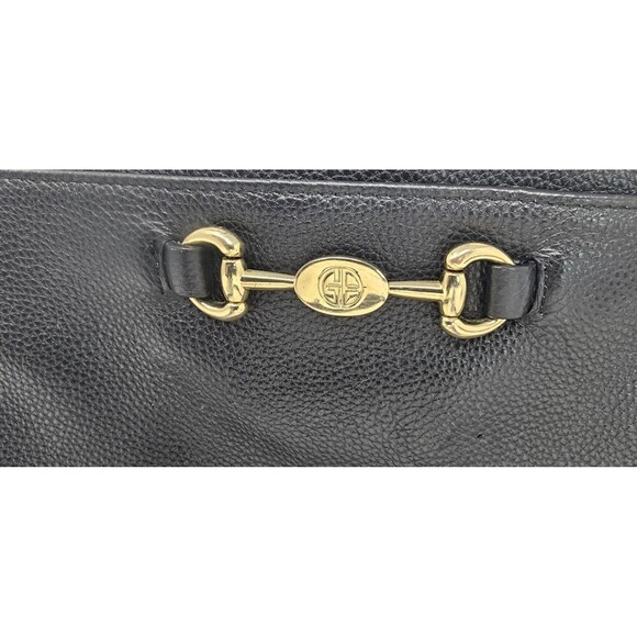 Giani Bernini Horsebit-Detail Black Pebbled Leather Equestrian Crossbody Bag - Picture 2 of 16